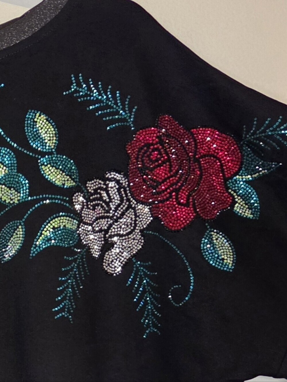 Boutique Plus Size 3 Queen Tina With Stoned  Rose Vines Sparkly Top Embellished
